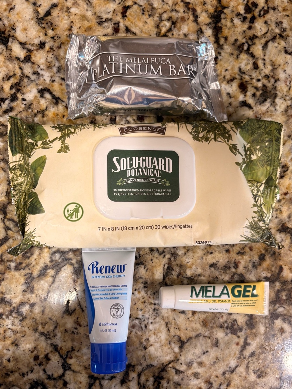 Melaleuca Skincare Bundle Platinum Bar Renew Lotion SoluGuard Melagel